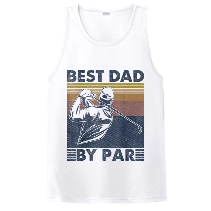 Best Dad By Par Golfer Golf Disc Golf Club Swing Retro Performance Tank