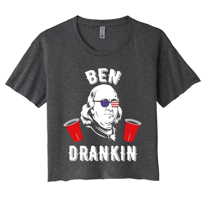 Ben Drankin Benjamin Franklin Sunglasses 4th Of July Gift Women's Crop Top Tee