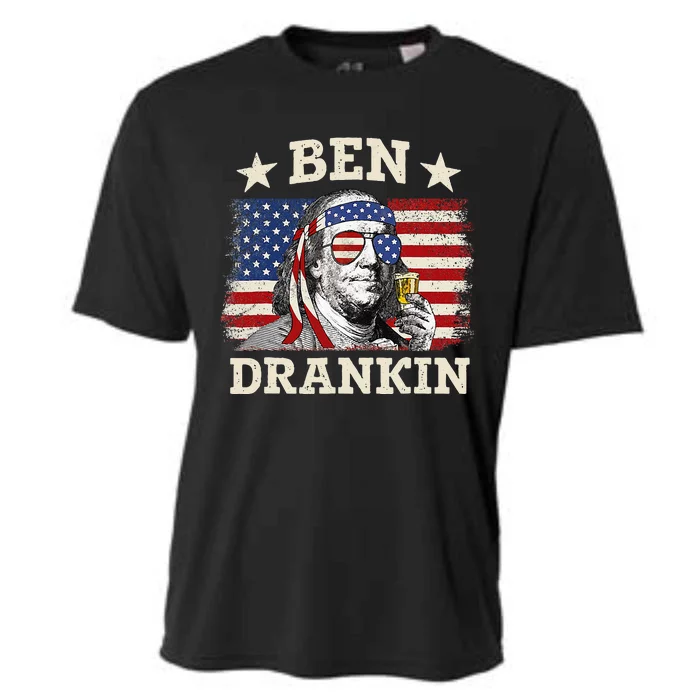 Ben Drankin Benjamin Franklin 4th Of July Funny Drinking Cooling Performance Crew T-Shirt