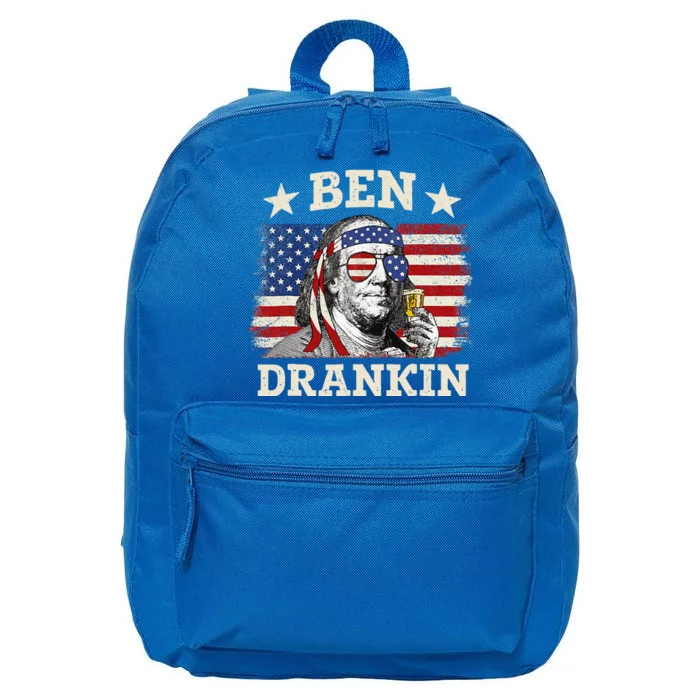 Ben Drankin Benjamin Franklin 4th Of July Funny Drinking 16 in Basic Backpack