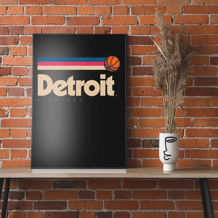 Blue Detroit Basketball BBall City Michigan Retro Detroit Poster