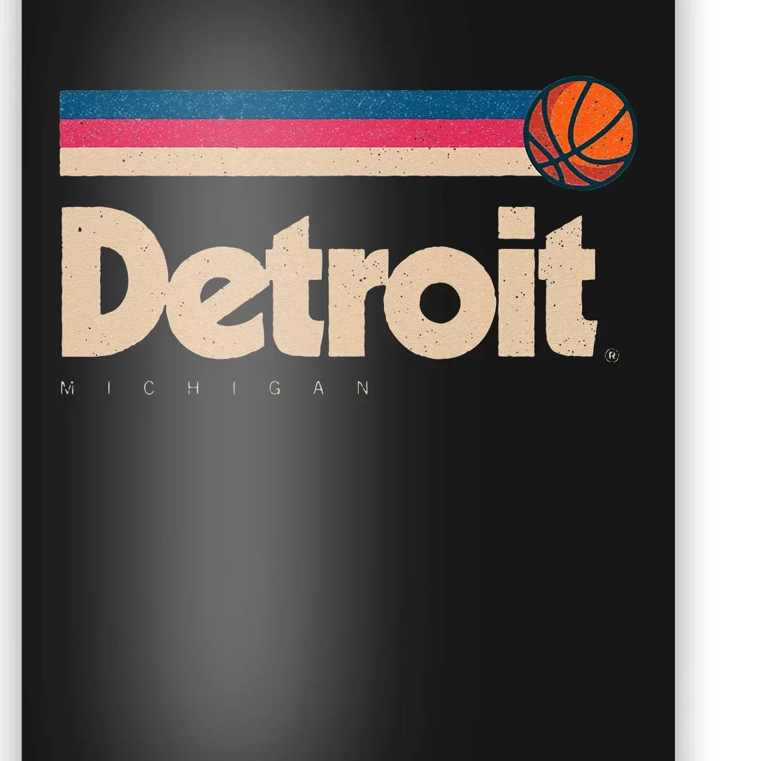 Blue Detroit Basketball BBall City Michigan Retro Detroit Poster