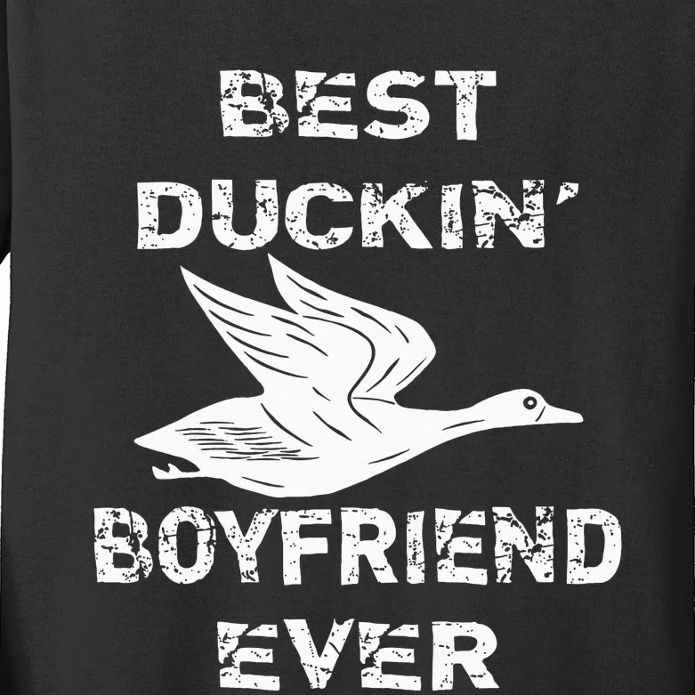 Best Duckin Boyfriend Ever Funny Duck Hunter Hunting Gift Kids Long Sleeve Shirt