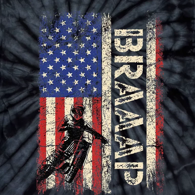 Braaap Dirt Bike Usa American Flag Motocross Biker Tie-Dye T-Shirt