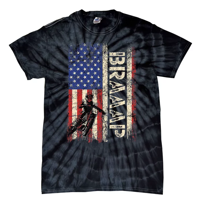 Braaap Dirt Bike Usa American Flag Motocross Biker Tie-Dye T-Shirt