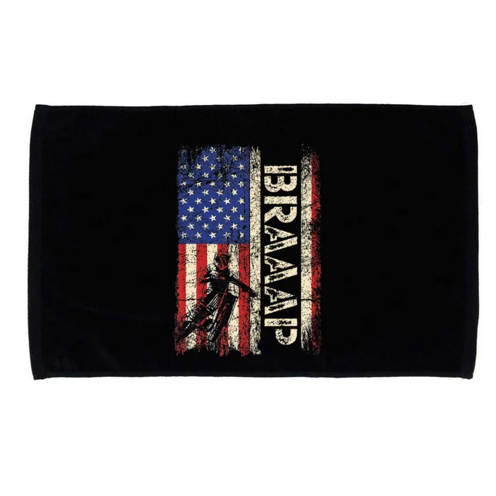 Braaap Dirt Bike Usa American Flag Motocross Biker Microfiber Hand Towel