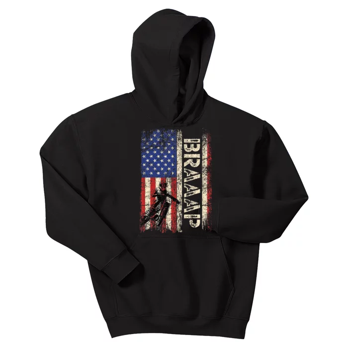 Braaap Dirt Bike Usa American Flag Motocross Biker Kids Hoodie