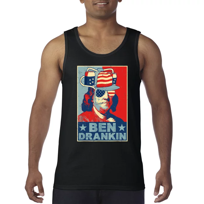 Ben Drankin Beer 4th Of July Retro Beer Lover Drinking Team Tank Top