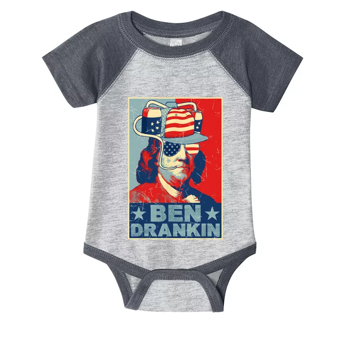 Ben Drankin Beer 4th Of July Retro Beer Lover Drinking Team Infant Baby Jersey Bodysuit