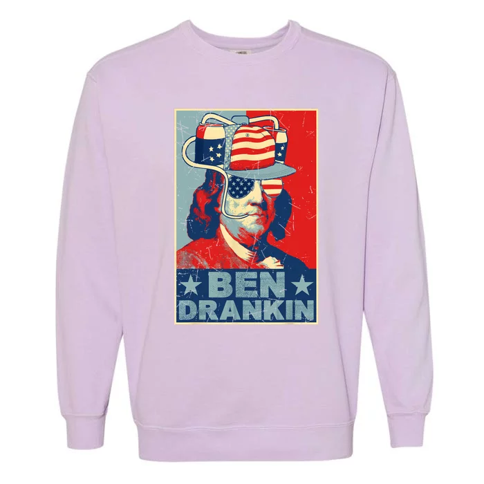 Ben Drankin Beer 4th Of July Retro Beer Lover Drinking Team Garment-Dyed Sweatshirt