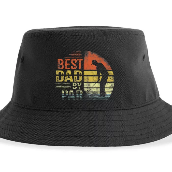 Best Dad By Par Retro Vintage Fathers Day Golf Lover Golfer Sustainable Bucket Hat