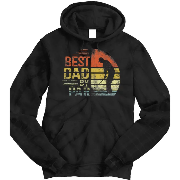 Best Dad By Par Retro Vintage Fathers Day Golf Lover Golfer Tie Dye Hoodie