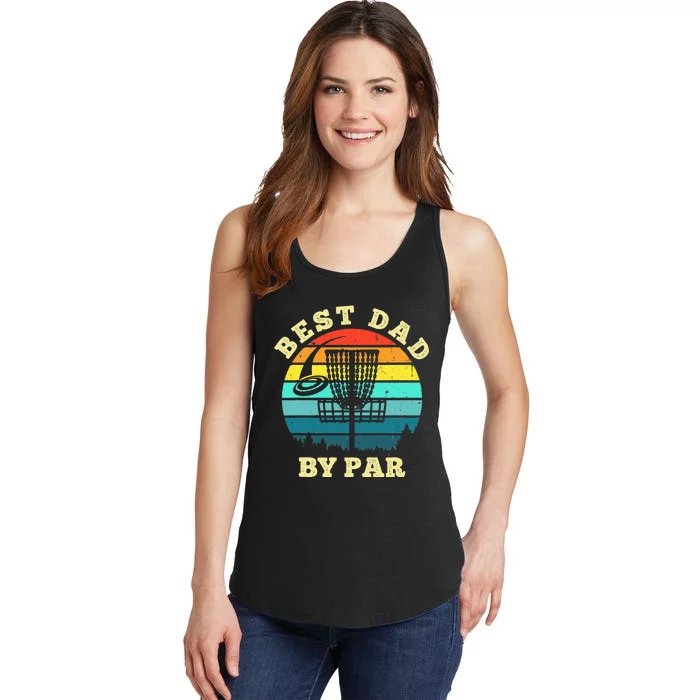 Best Dad By Par Disc Golf retro Frisbee Father's Day Ladies Essential Tank