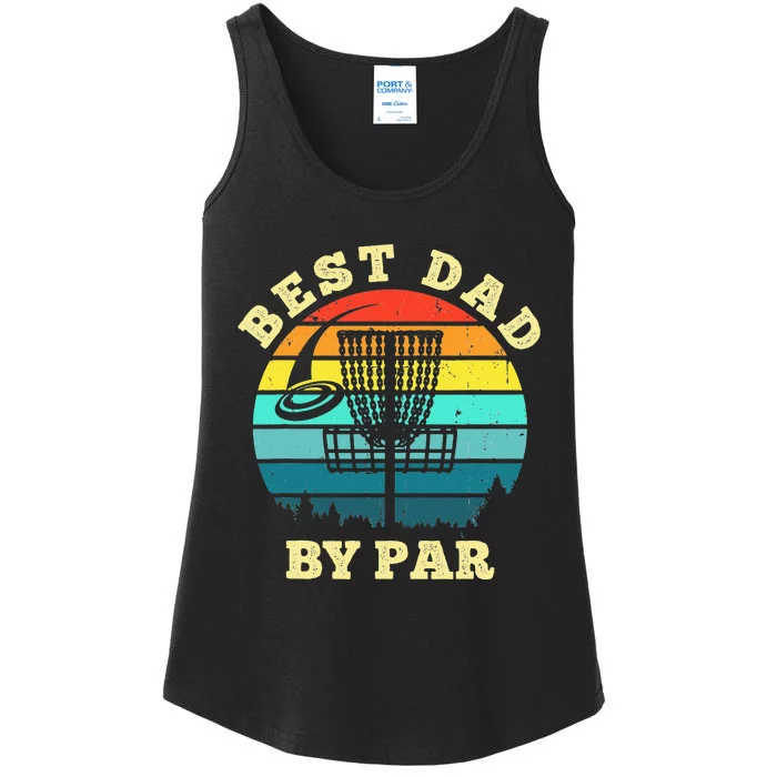 Best Dad By Par Disc Golf retro Frisbee Father's Day Ladies Essential Tank