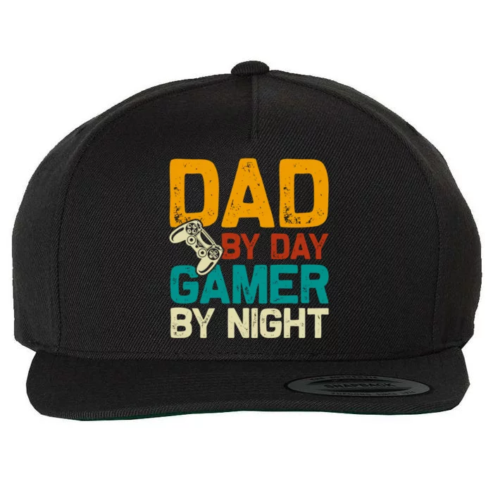 Birthday Dad By Day Gamer By Night Funny Gift Wool Snapback Cap