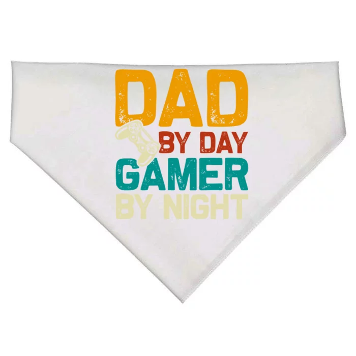 Birthday Dad By Day Gamer By Night Funny Gift USA-Made Doggie Bandana