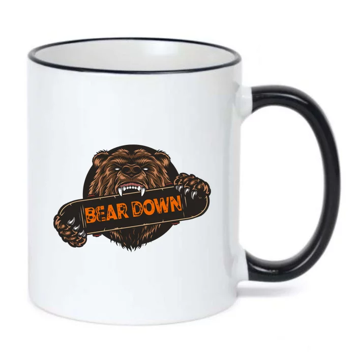 Bear Down Brown Bear Black Color Changing Mug