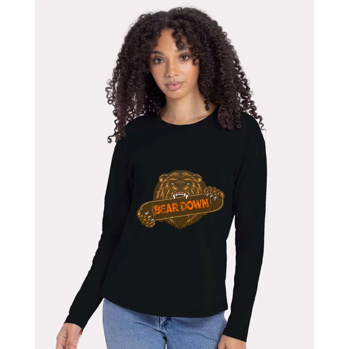 Bear Down Brown Bear Womens Cotton Relaxed Long Sleeve T-Shirt