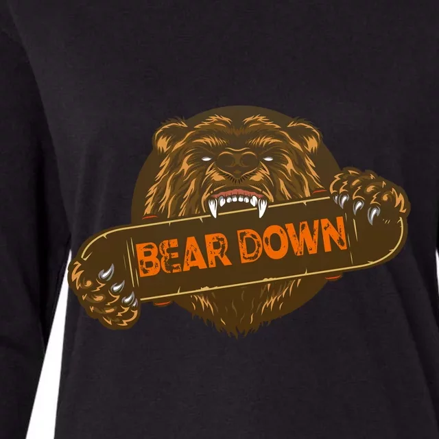 Bear Down Brown Bear Womens Cotton Relaxed Long Sleeve T-Shirt