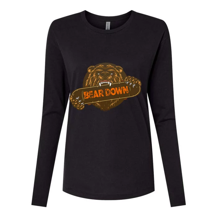 Bear Down Brown Bear Womens Cotton Relaxed Long Sleeve T-Shirt