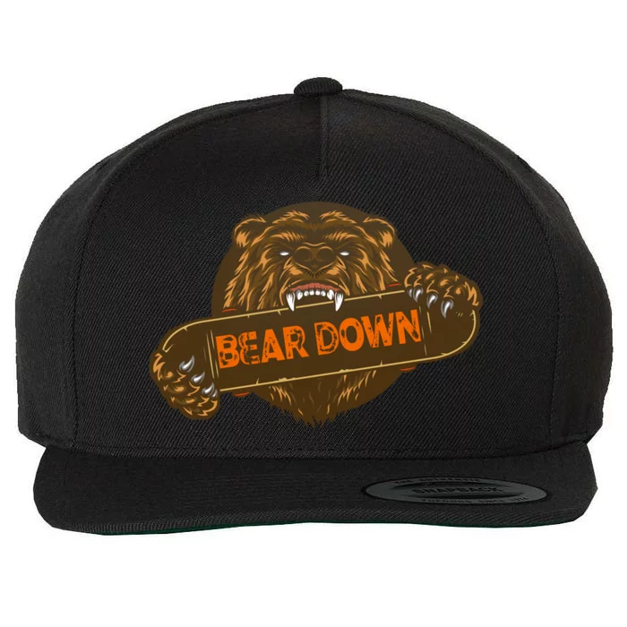 Bear Down Brown Bear Wool Snapback Cap