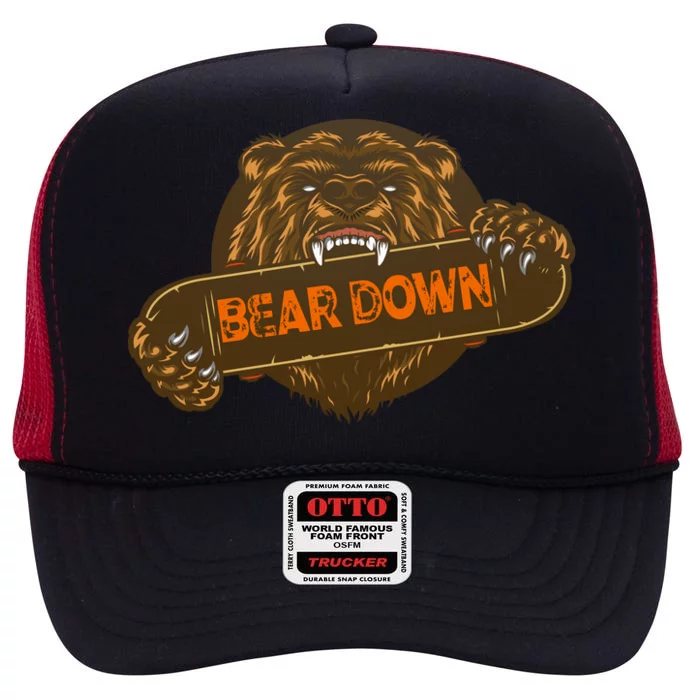 Bear Down Brown Bear High Crown Mesh Trucker Hat