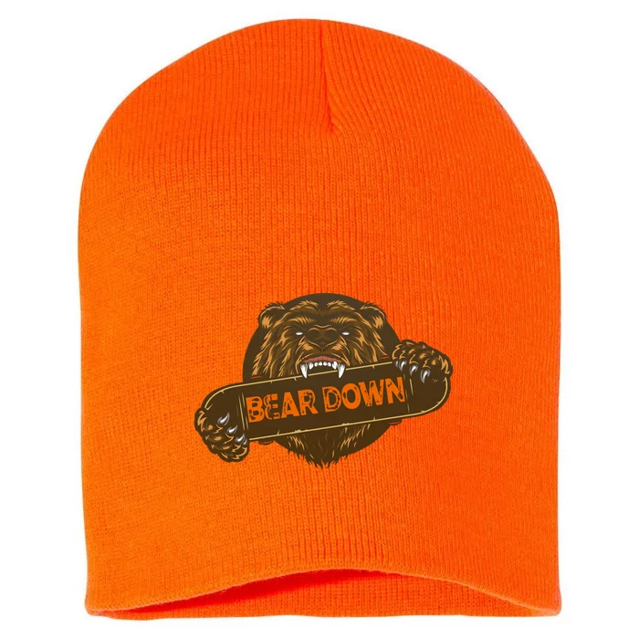 Bear Down Brown Bear Short Acrylic Beanie