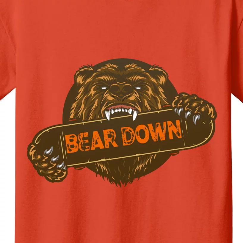 Bear Down Brown Bear Kids T-Shirt