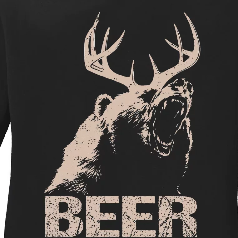 Beer Deer Bear Essential Hunter Gift Love Ladies Long Sleeve Shirt