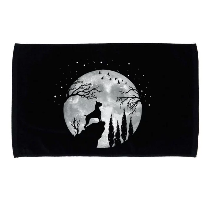 Boxer Dog Breed Full Moon At Night Gift Dog Owner Boxer Dog Cute Gift Microfiber Hand Towel