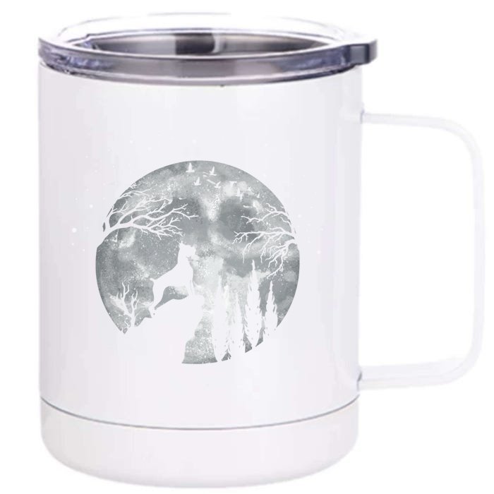 Boxer Dog Breed Full Moon At Night Gift Dog Owner Boxer Dog Cute Gift Front & Back 12oz Stainless Steel Tumbler Cup