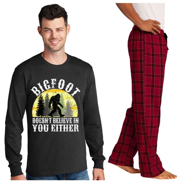 Bigfoot Doesn't Believe In You Either Distressed Long Sleeve Pajama Set