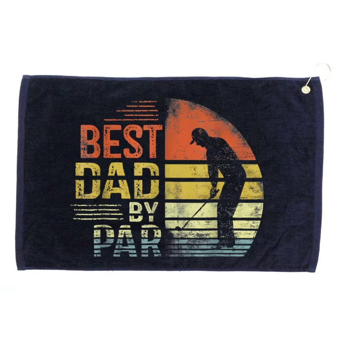 Best Dad By Par Retro Vintage Fathers Day Golf Lover Golfer Grommeted Golf Towel