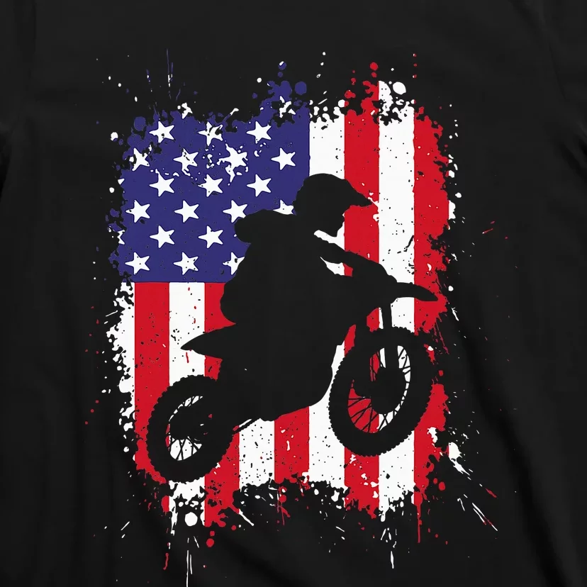 Best Dirt Bike Dirtbike Racing Us Flag Biker T-Shirt