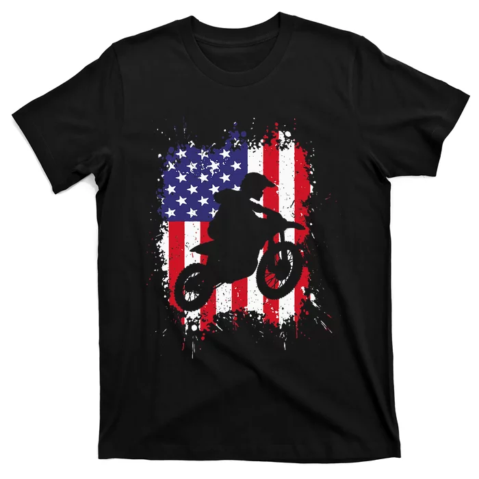 Best Dirt Bike Dirtbike Racing Us Flag Biker T-Shirt