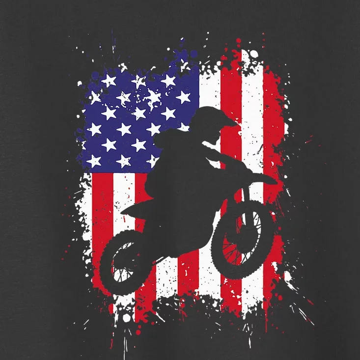 Best Dirt Bike Dirtbike Racing Us Flag Biker Toddler T-Shirt