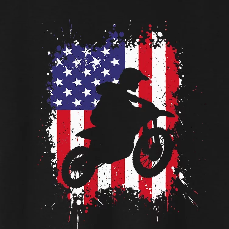 Best Dirt Bike Dirtbike Racing Us Flag Biker Women's Crop Top Tee