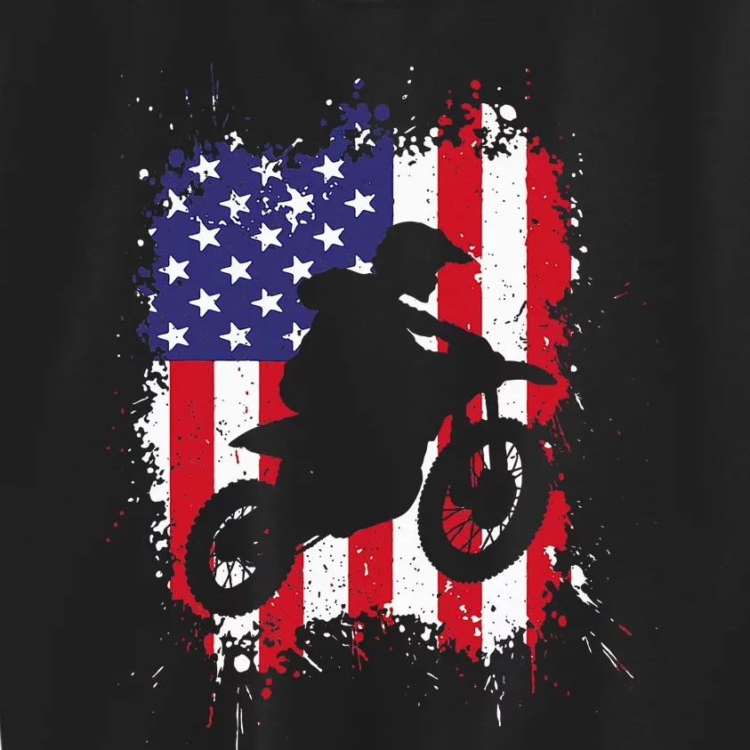 Best Dirt Bike Dirtbike Racing Us Flag Biker Kids Sweatshirt