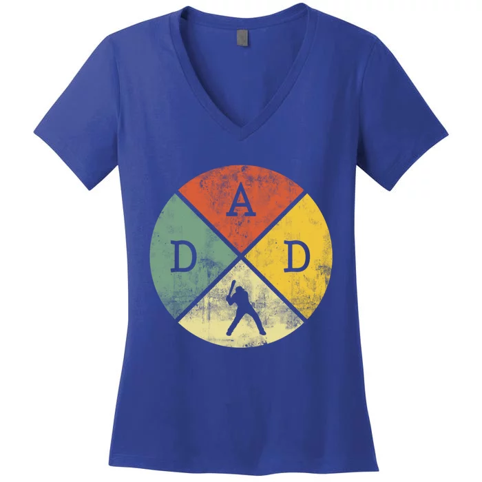 Baseball Dad Baseball Player Father Vintage Gift Women's V-Neck T-Shirt