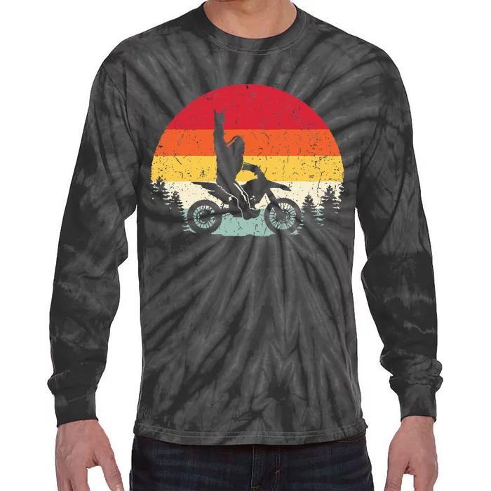 Bigfoot Dirt Bike Motocross Funny Sasquatch Enduro Vintage Tie-Dye Long Sleeve Shirt