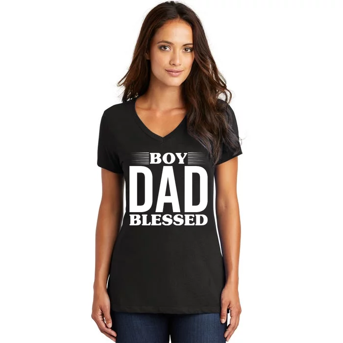 Boy Dad Blessed Women's V-Neck T-Shirt