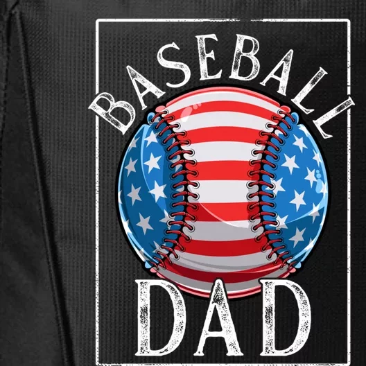 Baseball Dad Baseball Practice Father American Flag Gift City Backpack