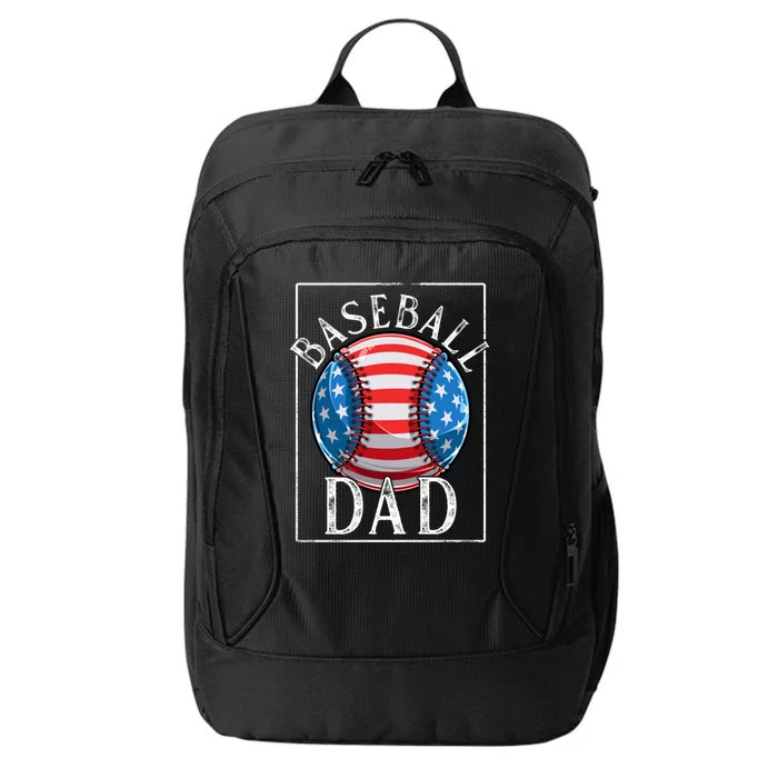 Baseball Dad Baseball Practice Father American Flag Gift City Backpack