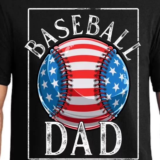 Baseball Dad Baseball Practice Father American Flag Gift Pajama Set