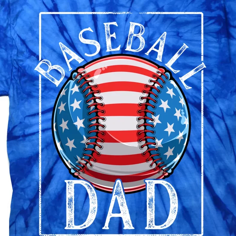 Baseball Dad Baseball Practice Father American Flag Gift Tie-Dye T-Shirt