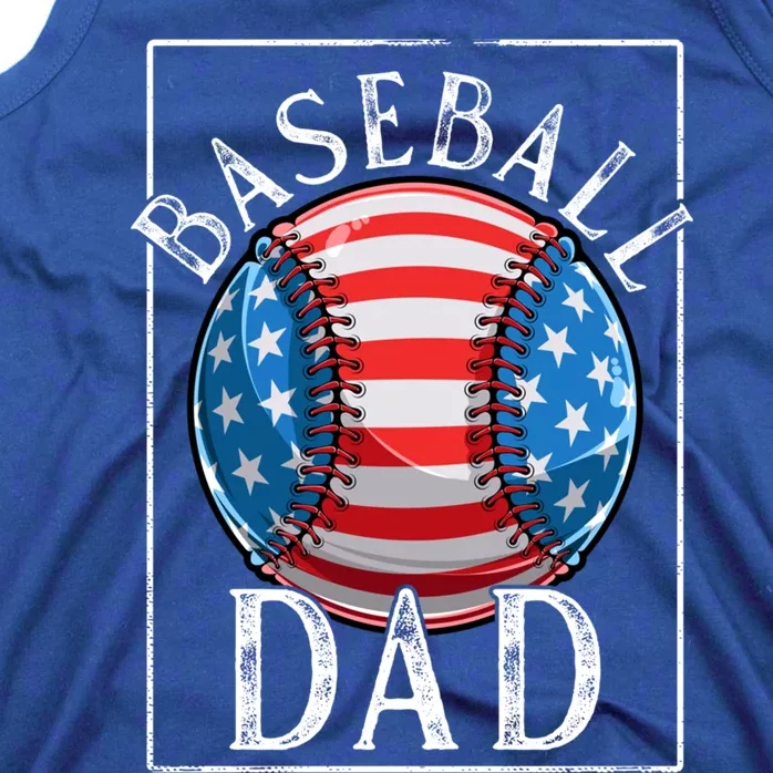 Baseball Dad Baseball Practice Father American Flag Gift Tank Top