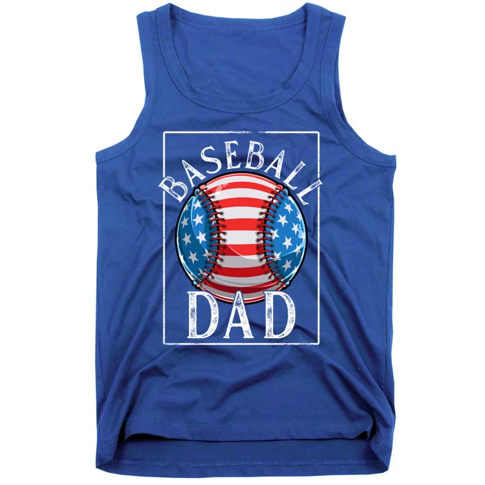 Baseball Dad Baseball Practice Father American Flag Gift Tank Top