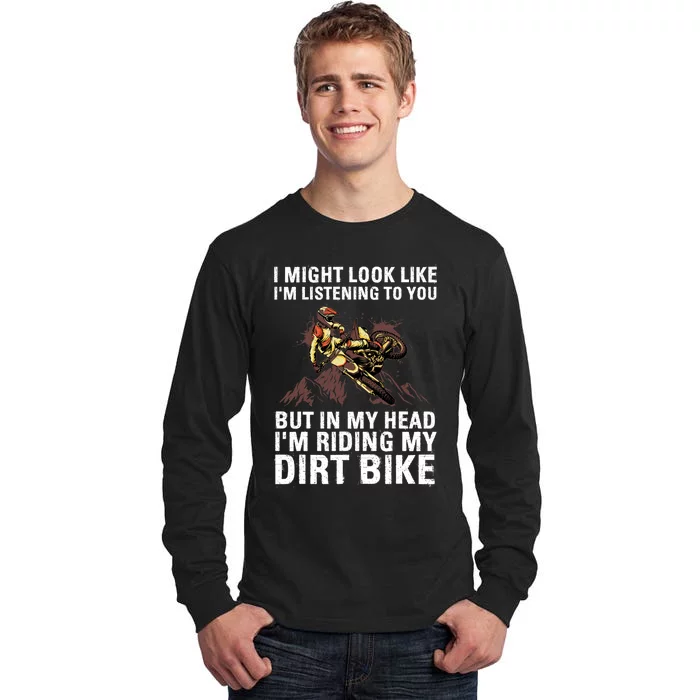 Best Dirt Bike Art For Men Women Motocross Dirt Bike Lover Tall Long Sleeve T-Shirt