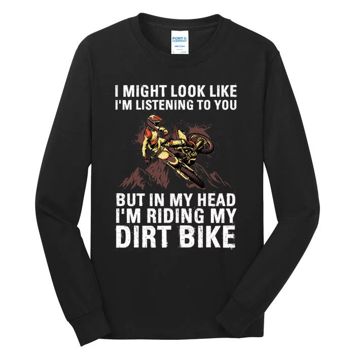 Best Dirt Bike Art For Men Women Motocross Dirt Bike Lover Tall Long Sleeve T-Shirt