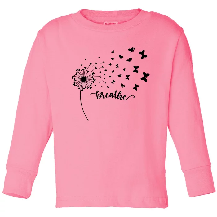 Breathe Dandelion Butterfly Toddler Long Sleeve Shirt